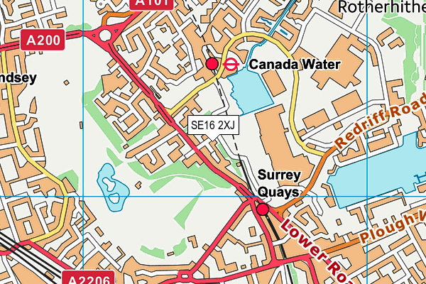 SE16 2XJ map - OS VectorMap District (Ordnance Survey)