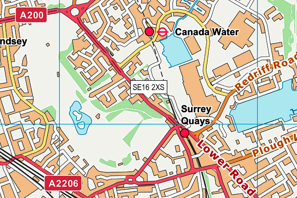 SE16 2XS map - OS VectorMap District (Ordnance Survey)