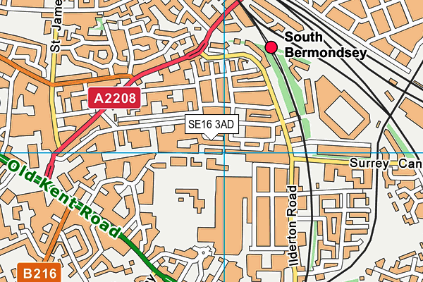SE16 3AD map - OS VectorMap District (Ordnance Survey)