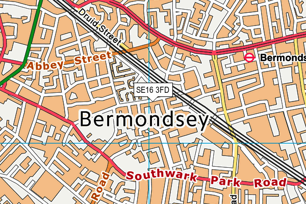 SE16 3FD map - OS VectorMap District (Ordnance Survey)