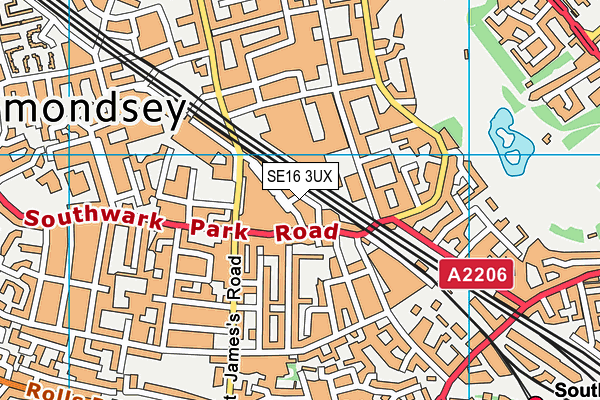 SE16 3UX map - OS VectorMap District (Ordnance Survey)