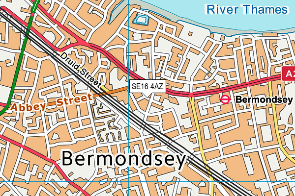 SE16 4AZ map - OS VectorMap District (Ordnance Survey)