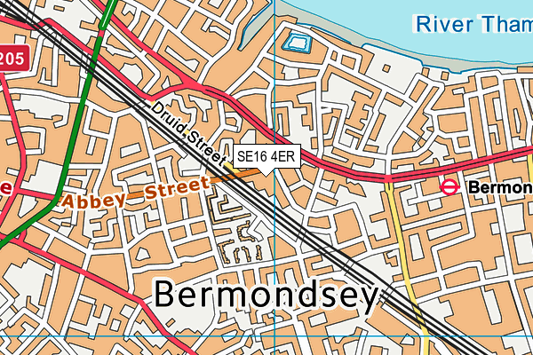SE16 4ER map - OS VectorMap District (Ordnance Survey)