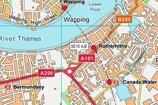 SE16 4JE map - OS VectorMap District (Ordnance Survey)