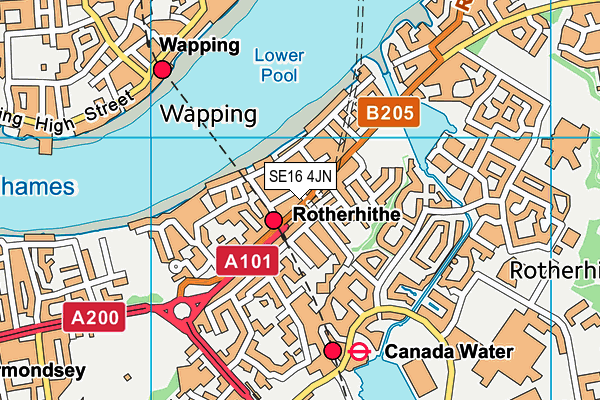 SE16 4JN map - OS VectorMap District (Ordnance Survey)
