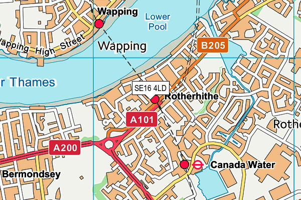 SE16 4LD map - OS VectorMap District (Ordnance Survey)