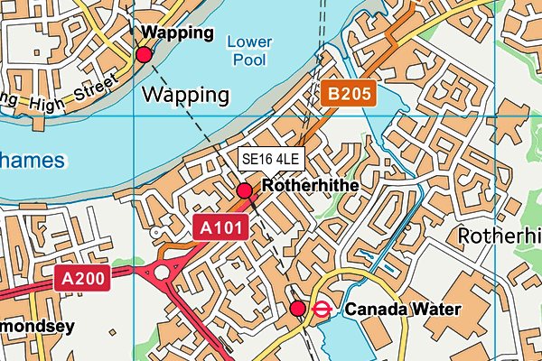 SE16 4LE map - OS VectorMap District (Ordnance Survey)