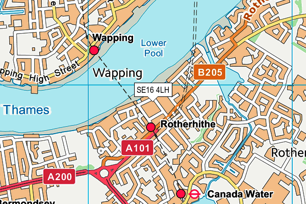 SE16 4LH map - OS VectorMap District (Ordnance Survey)