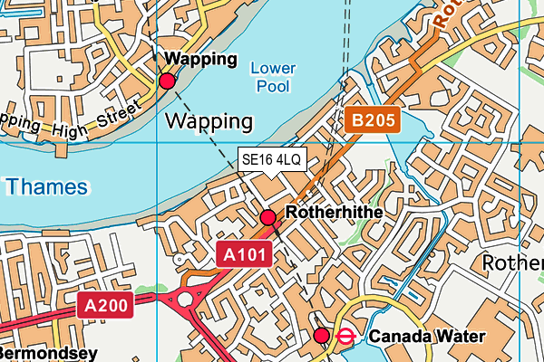 SE16 4LQ map - OS VectorMap District (Ordnance Survey)