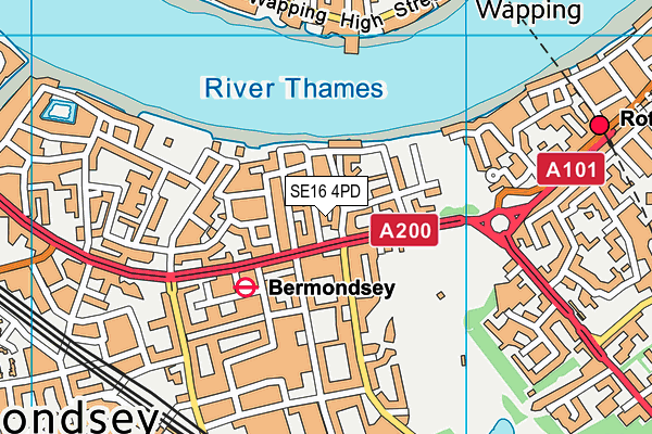 SE16 4PD map - OS VectorMap District (Ordnance Survey)