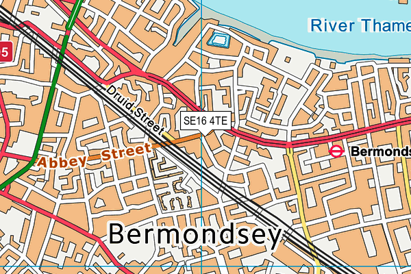 SE16 4TE map - OS VectorMap District (Ordnance Survey)