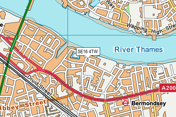 SE16 4TW map - OS VectorMap District (Ordnance Survey)