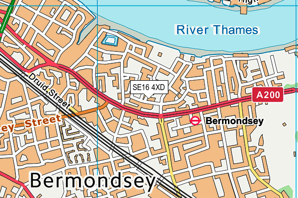 SE16 4XD map - OS VectorMap District (Ordnance Survey)