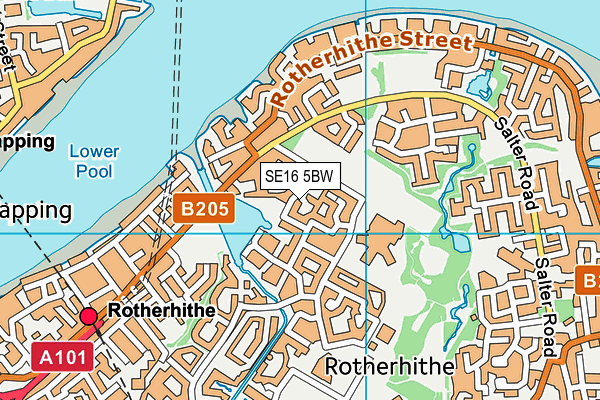 SE16 5BW map - OS VectorMap District (Ordnance Survey)