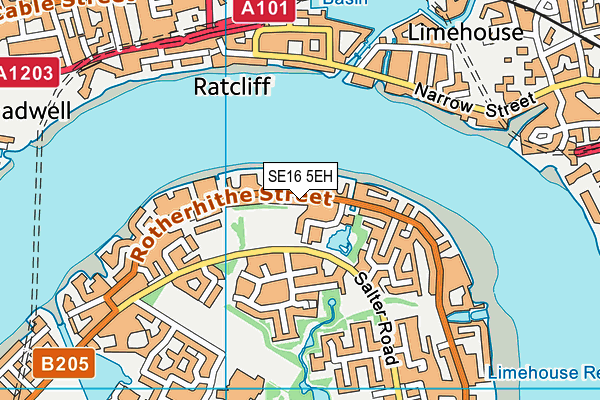 SE16 5EH map - OS VectorMap District (Ordnance Survey)