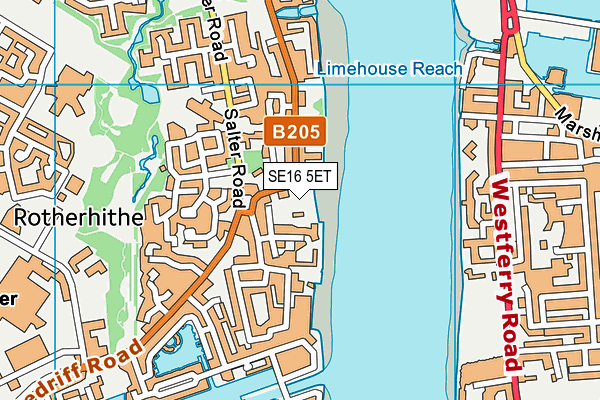 SE16 5ET map - OS VectorMap District (Ordnance Survey)