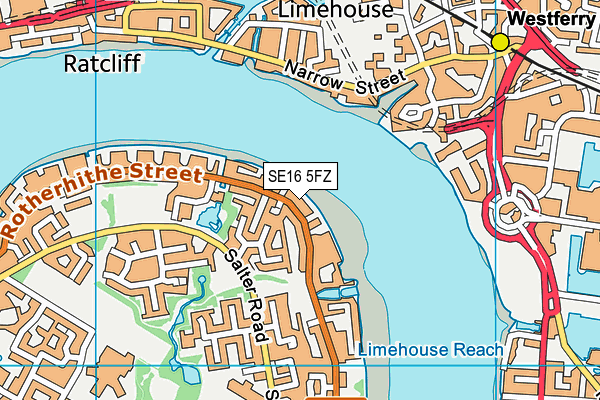 SE16 5FZ map - OS VectorMap District (Ordnance Survey)