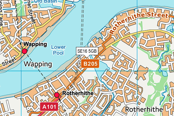 SE16 5GB map - OS VectorMap District (Ordnance Survey)