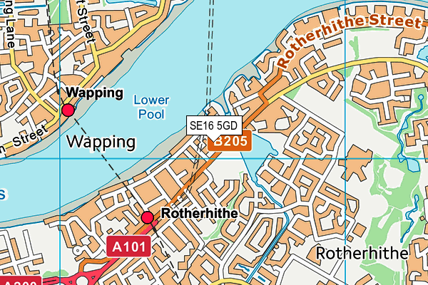 SE16 5GD map - OS VectorMap District (Ordnance Survey)