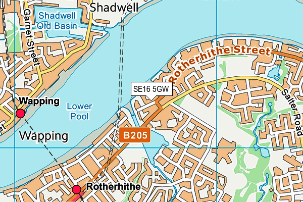SE16 5GW map - OS VectorMap District (Ordnance Survey)