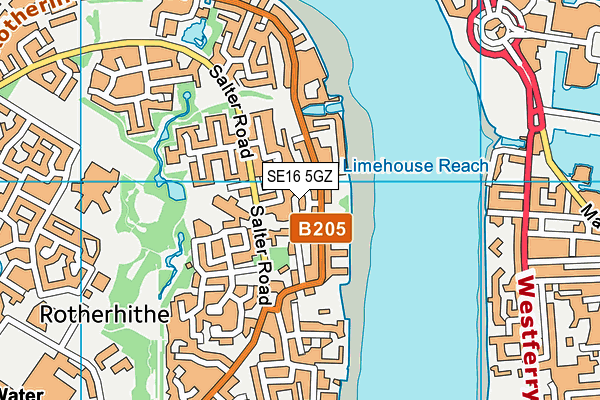 SE16 5GZ map - OS VectorMap District (Ordnance Survey)