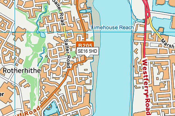 SE16 5HD map - OS VectorMap District (Ordnance Survey)
