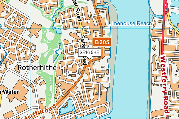 SE16 5HE map - OS VectorMap District (Ordnance Survey)