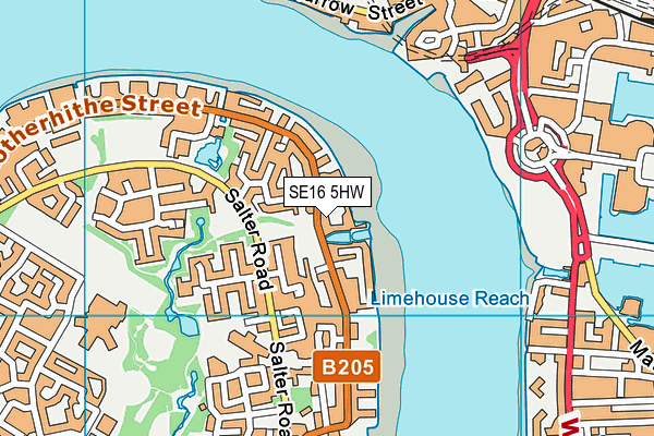 SE16 5HW map - OS VectorMap District (Ordnance Survey)