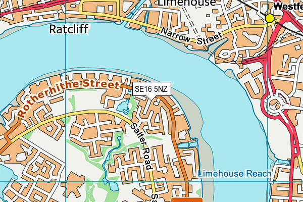 SE16 5NZ map - OS VectorMap District (Ordnance Survey)