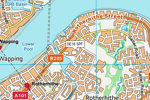 SE16 5PF map - OS VectorMap District (Ordnance Survey)