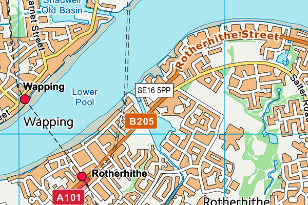 SE16 5PP map - OS VectorMap District (Ordnance Survey)