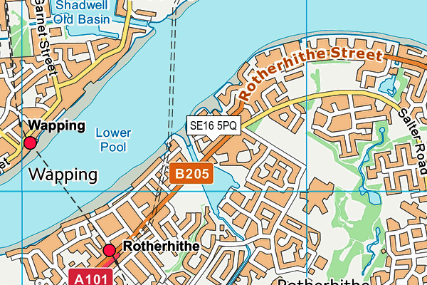 SE16 5PQ map - OS VectorMap District (Ordnance Survey)