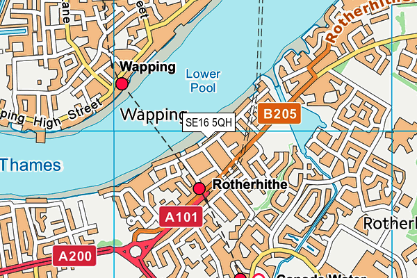 SE16 5QH map - OS VectorMap District (Ordnance Survey)