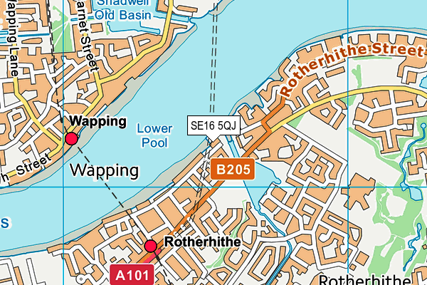 SE16 5QJ map - OS VectorMap District (Ordnance Survey)