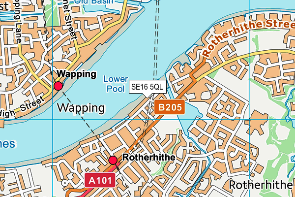 SE16 5QL map - OS VectorMap District (Ordnance Survey)