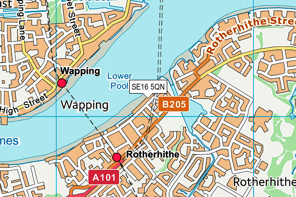 SE16 5QN map - OS VectorMap District (Ordnance Survey)