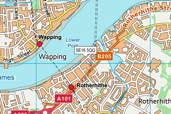 SE16 5QQ map - OS VectorMap District (Ordnance Survey)