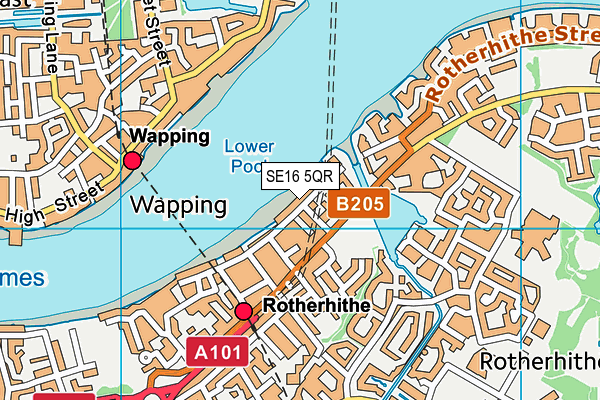SE16 5QR map - OS VectorMap District (Ordnance Survey)