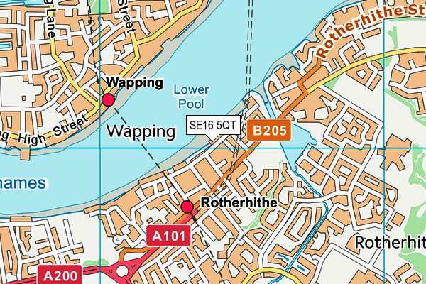 SE16 5QT map - OS VectorMap District (Ordnance Survey)