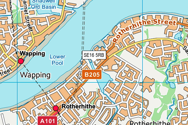 SE16 5RB map - OS VectorMap District (Ordnance Survey)