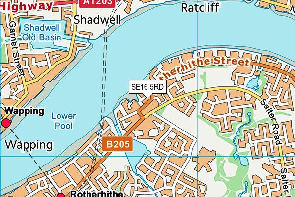 SE16 5RD map - OS VectorMap District (Ordnance Survey)