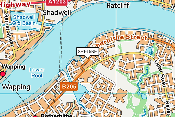 SE16 5RE map - OS VectorMap District (Ordnance Survey)