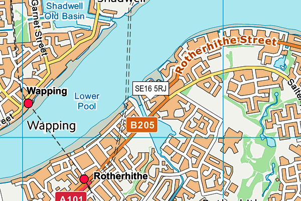 SE16 5RJ map - OS VectorMap District (Ordnance Survey)