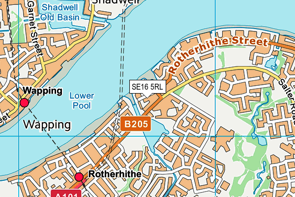 SE16 5RL map - OS VectorMap District (Ordnance Survey)