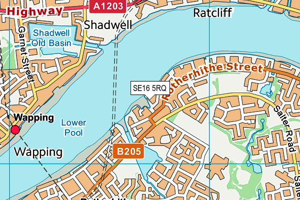 SE16 5RQ map - OS VectorMap District (Ordnance Survey)