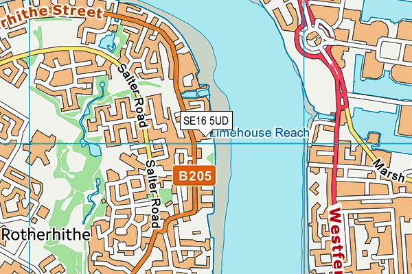 SE16 5UD map - OS VectorMap District (Ordnance Survey)