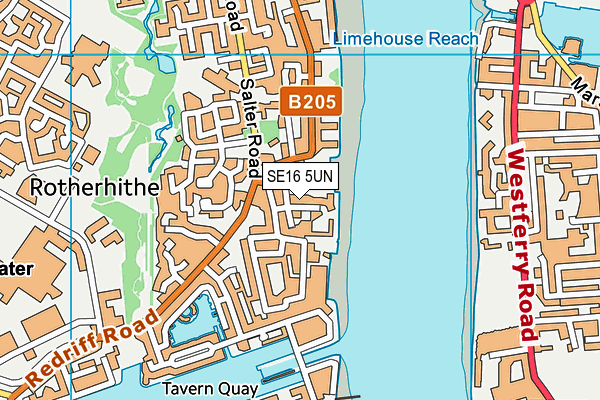 SE16 5UN map - OS VectorMap District (Ordnance Survey)
