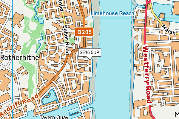 SE16 5UP map - OS VectorMap District (Ordnance Survey)