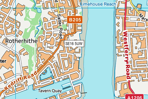 SE16 5UW map - OS VectorMap District (Ordnance Survey)