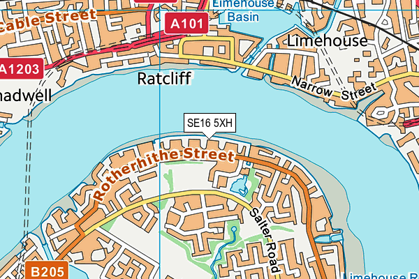 SE16 5XH map - OS VectorMap District (Ordnance Survey)